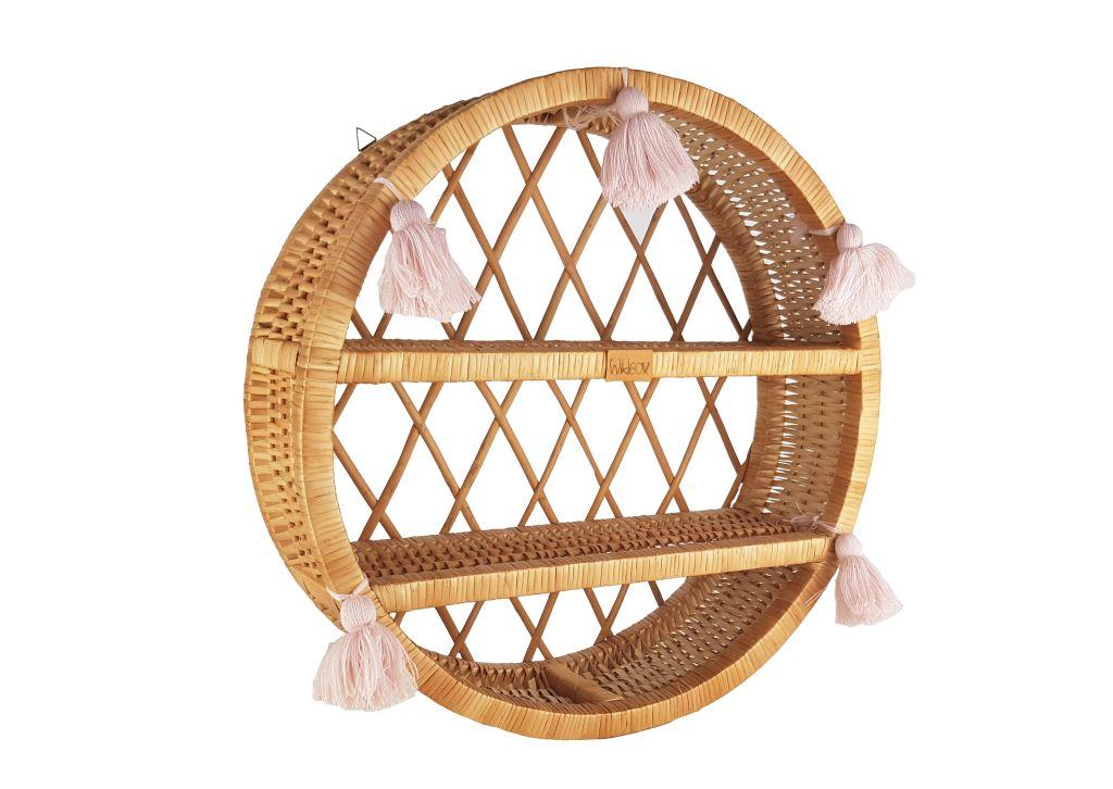 Circle wicker wall shelf